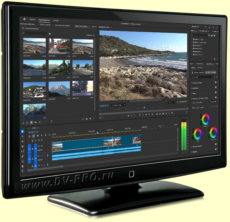 Рабочее окно программы Adobe Premiere Pro 2025